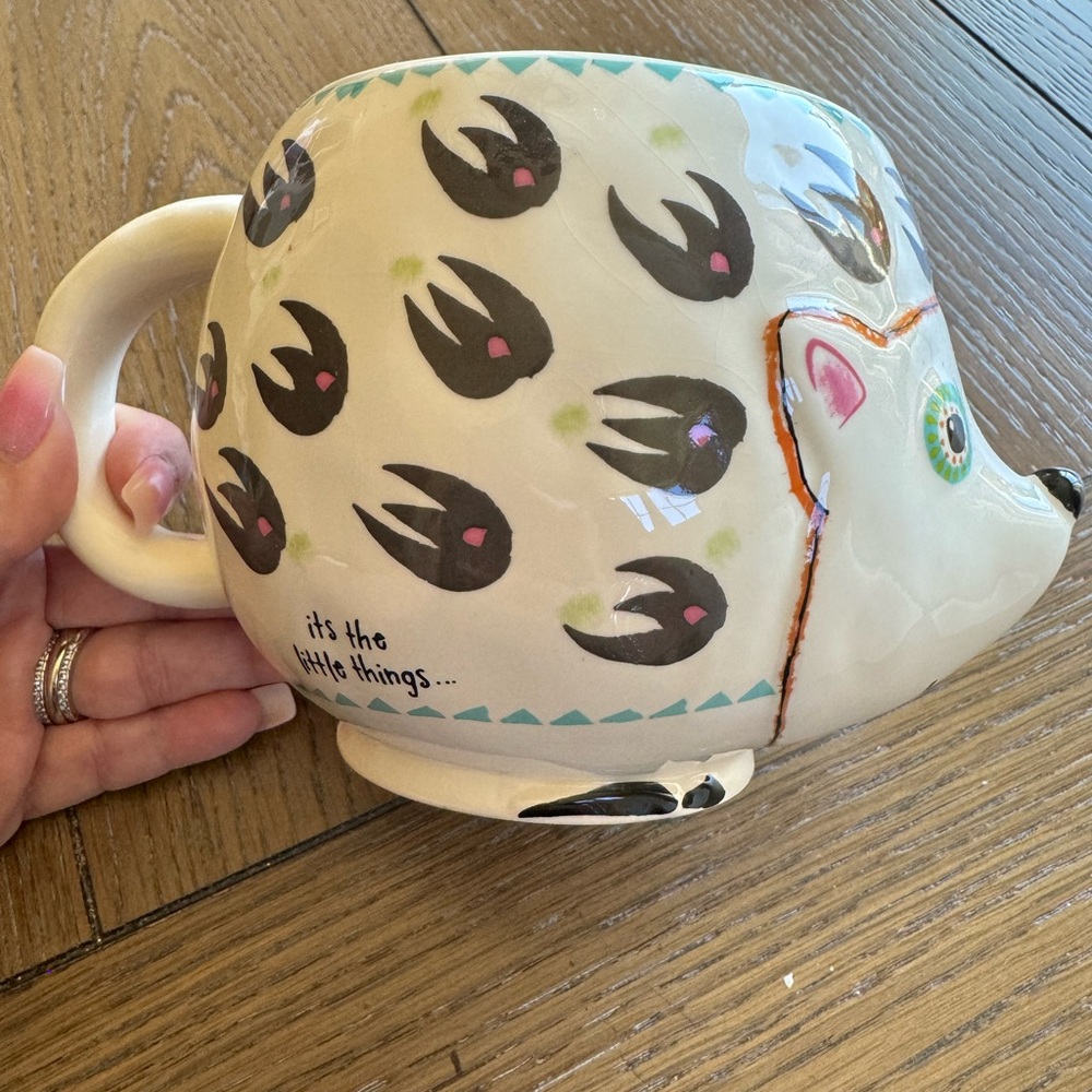 NATURAL LIFE "It's The Little Things" White Hedgehog Ceramic Coffee Mug